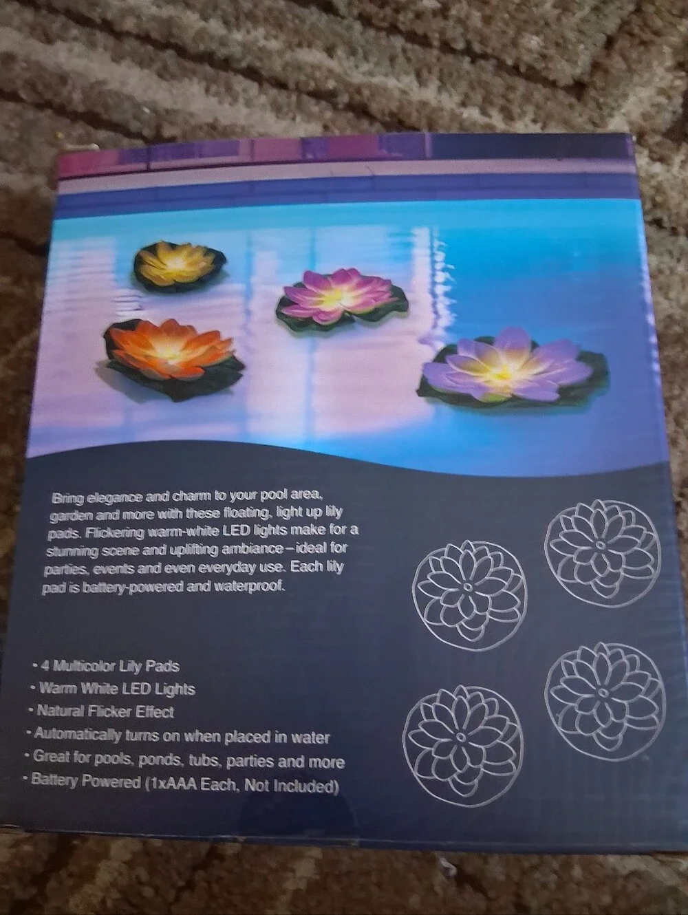 HGLO Floating Light-Up Lily Pads - Multicolor (4 Pack)